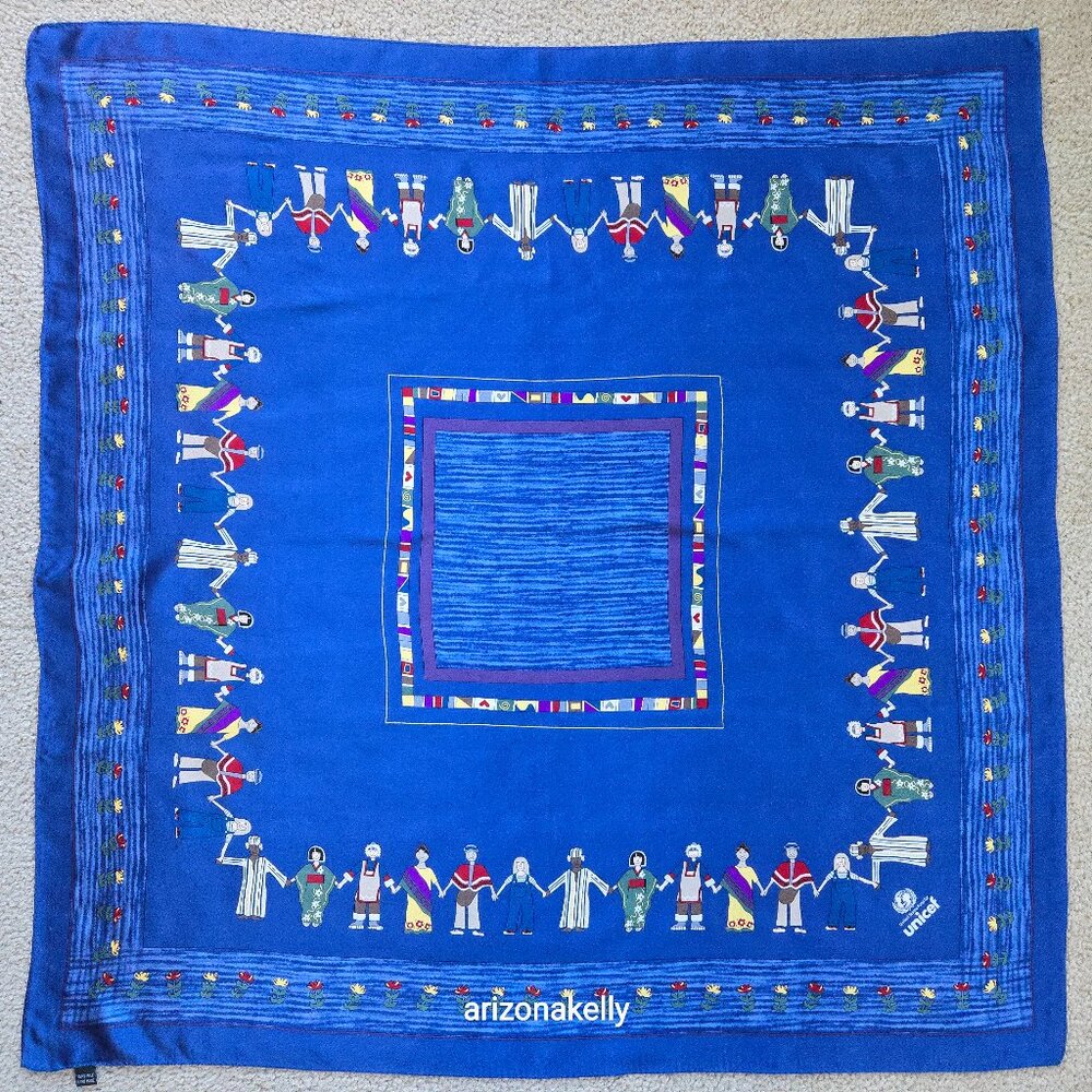 Unicef Silk Scarf World Peace Multicultural Holding Hands